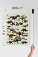 Holzschild Hinweis 30x40 cm Dinosaurs of the cretaceous Period Deko Schild