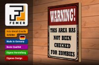 Holzschild Spruch 30x40 cm Warning this area has not been checked for Zombies