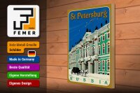 Holzschild Reise 30x40 cm St. Petersburg Russland Schnee Kutsche Deko Schild