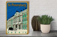 Holzschild Reise 30x40 cm St. Petersburg Russland Schnee Kutsche Deko Schild