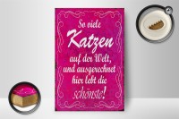 Holzschild Spruch 12x18 cm so viele Katzen auf der Welt Dekoration