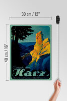 Holzschild Reise 30x40 cm Besuch den Harz Das schönste Gebirge Deko Schild