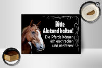 Holzschild Spruch 18x12cm bitte Abstand halten Pferde