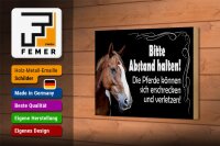 Holzschild Spruch 18x12cm bitte Abstand halten Pferde