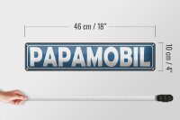 Blechschild Hinweis 46x10 cm Papamobil blaues Deko Schild