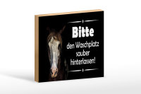 Holzschild Spruch 18x12cm Pferde bitte Waschplatz sauber