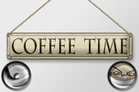 Blechschild Hinweis 46x10 cm Coffee time beige Deko Schild