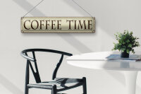 Blechschild Hinweis 46x10 cm Coffee time beige Deko Schild