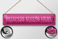 Blechschild Hinweis 46x10 cm Princess sleeps here rosa...