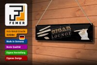 Blechschild Hinweis 46x10 cm Cigar Lounge schwarzes Deko Schild