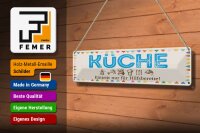 Blechschild Hinweis 46x10 cm Küche Eintritt nur für Hilfsbereite Deko Schild
