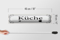 Blechschild Hinweis 46x10 cm Küche Pfeil links Schnörkel Deko Schild