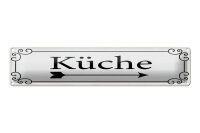 Blechschild Hinweis 46x10 cm Küche Pfeil rechts...