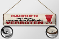 Blechschild Hinweis 46x10 cm Rauchen auf dem gesamten...