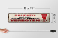Blechschild Hinweis 46x10 cm Rauchen auf dem gesamten Gelände verboten Schild