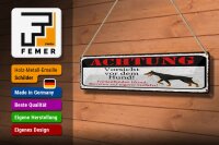 Blechschild Hinweis 46x10 cm Achtung Vorsicht vor dem Hund Deko Schild