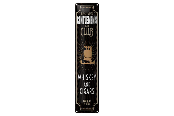 Blechschild Hinweis 46x10 cm Real men gentlemen´s elite club Deko Schild