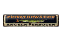 Blechschild Hinweis 46x10 cm Privatgewässer Angeln...
