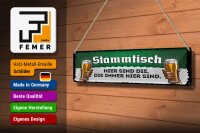 Blechschild Hinweis 46x10 cm Stammtisch Weizen Biergläser Deko Schild