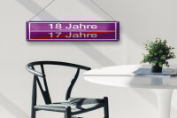Blechschild Hinweis 46x10 cm 18 Jahre 17 Jahre lila Ortsschild