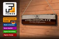 Blechschild Hinweis 46x10 cm Mein Lieblingsplatz Herzlich Willkommen Deko Schild