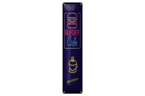 Blechschild Hinweis 46x10 cm Burger Cafe Reklame Deko Schild