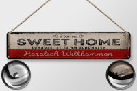 Blechschild Spruch 46x10 cm home sweet Home Herzlich Willkommen Deko Schild