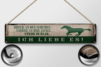 Blechschild Spruch 46x10 cm Stroh im Haar Ich liebe es Pferd Deko Schild