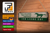 Blechschild Spruch 46x10 cm Stroh im Haar Ich liebe es Pferd Deko Schild