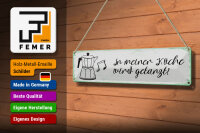 Blechschild Spruch 46x10 cm In meiner Küche wird getanzt Espresso Kaffe Schild