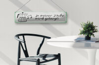 Blechschild Spruch 46x10 cm In meiner Küche wird getanzt Espresso Kaffe Schild