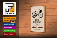 Holzschild Spruch 12x18cm Bike parking only Fahrrad parken