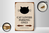 Holzschild Spruch 12x18cm cat lovers parking only Katze