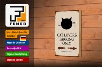 Holzschild Spruch 12x18cm cat lovers parking only Katze