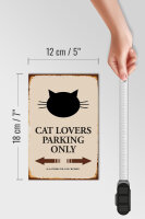 Holzschild Spruch 12x18cm cat lovers parking only Katze