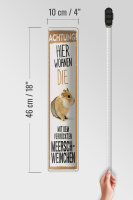 Blechschild Tier 46x10 cm Hier wohnen die mit dem verrückten Meerschweinchen