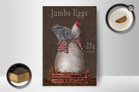 Holzschild Spruch 12x18cm Huhn jumbo Eggs 25 c a dozen