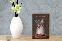Holzschild Spruch 12x18cm Huhn jumbo Eggs 25 c a dozen