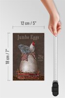 Holzschild Spruch 12x18cm Huhn jumbo Eggs 25 c a dozen