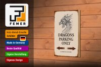 Holzschild Spruch 12x18cm Dragons parking only