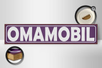 Holzschild Hinweis 46x10 cm Omamobil lila Deko Schild