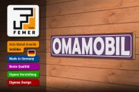 Holzschild Hinweis 46x10 cm Omamobil lila Deko Schild