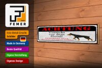 Holzschild Hinweis 46x10 cm Achtung Vorsicht vor dem Hund Deko Schild
