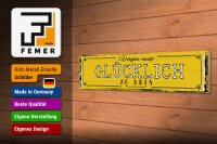 Holzschild Spruch 46x10 cm Vergiss nicht glücklich zu sein gelbes Deko Schild