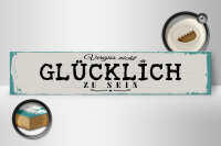 Holzschild Spruch 46x10 cm Vergiss nicht glücklich zu sein weißes Deko Schild