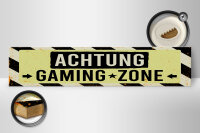 Holzschild Hinweis 46x10 cm Achtung gaming zone Deko Schild