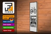 Holzschild Fahrrad 46x10 cm Ich brauche keinen Motor ich habe meine Muskeln