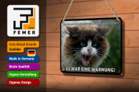 Blechschild Tiere 12x18 cm Katze Die tote Maus war eine Warnung Deko Schild