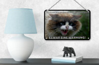 Blechschild Tiere 12x18 cm Katze Die tote Maus war eine Warnung Deko Schild