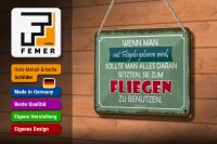 Blechschild Zitat 12x18 cm Wenn man mit Flügeln geboren wird Deko Schild